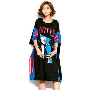 COPY - Oversized fashion Print short sleeve Casual loose plus shirt
